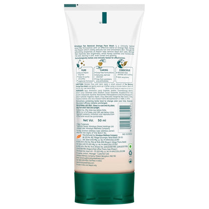 Himalaya Tan Removal Orange Face Wash | Deeply Cleanses & Reduces Tan | with Orange Peel, Papain & Honey | Exfoliates Dead Skin | Dermatologically Tested | For Men & Women | 50ml