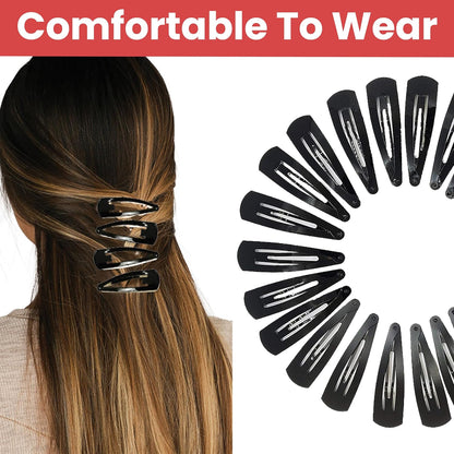 TEMPERIA Tic Tac Hair Clips for Girls (Pack of 24pcs) (5cm) (Matte Black) - Tik Tak Pins for Women