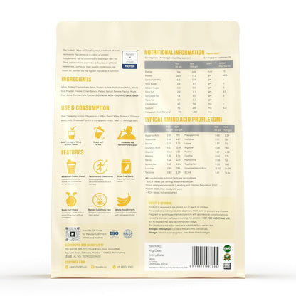 Trunativ Pro Blend Whey Protein Powder Isolate & Concentrate | 100% Light & Clean Protein Powder | 26g Protein | 6g BCAA | 12.52g EAA | No added sugar | Banana 2lbs (907g)