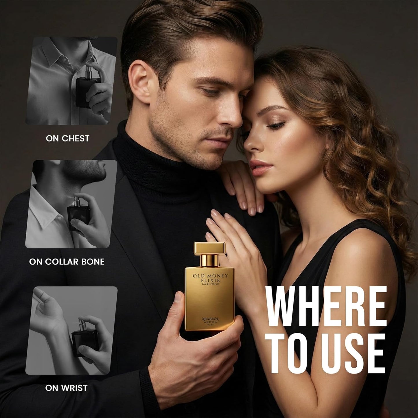Arabian Aroma Old Money Elixir Eau de Parfum, Warm Vanilla, Coffee & Spice Long Lasting Luxury Perfume, 50ml.