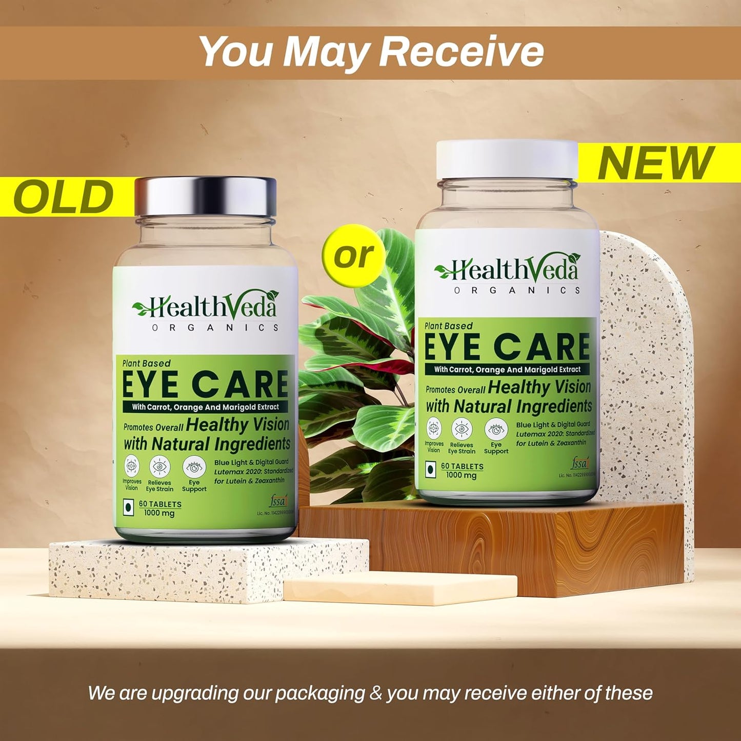 HEALTH VEDA ORGANICS PRIVATE LIMITED Plant Based Eye Care with Lutemax 2020 I 60 Veg Tablets I Protects from Blue Light & Improves Vision I For both for Men & Women
