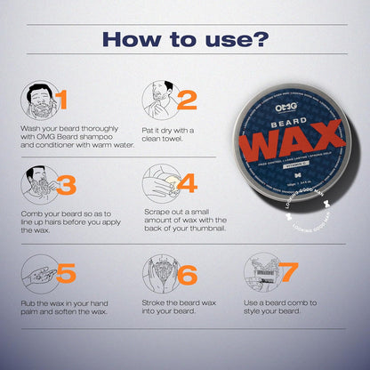 OMG Beard Wax 100gm | Frizz Control | Long Lasting Hold | Strong Hold | Enriched with Vitamin C | 100% Natural Ingredients