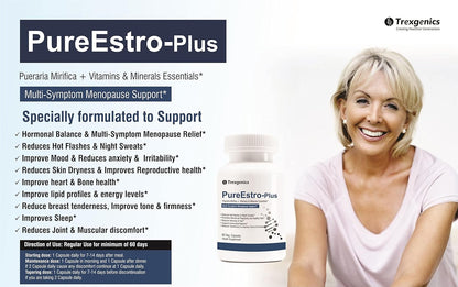 Trexgenics PureEstro-Plus Advanced Pueraria Mirifica Complex with Vital Vitamins & Minerals (Pack of 60 Veg. Capsules)