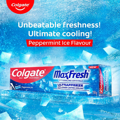 Colgate MaxFresh Toothpaste, Blue Gel Paste with Menthol for Super Fresh Breath, 600g, 150g X 4 (Peppermint Ice, Combo Pack)