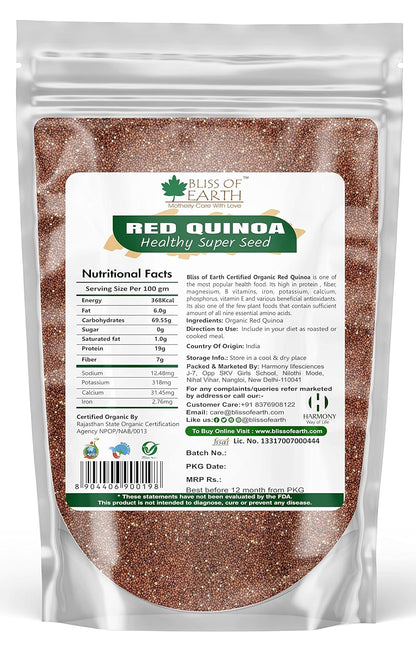 Bliss of Earth Red Quinoa 500gm Raw Super Food Great for Eating. Salad & Cooking