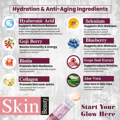 Glutathione Tablets Japanese L Glutathione 15 Effervescent Tablet In Mixberry Flavour With Collagen Aloevera Biotin Vitamin-c Hyaluronic Acid For Skin Glow & Hydration (Pack of 1)