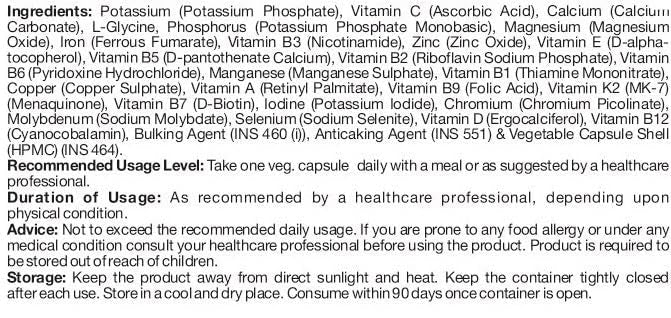 HealthyHey Nutrition Multivitamin For Men - Multi-Vit Daily - 13 Vitamins & 10 Minerals - 60 Vegetable Capsules,1 Count