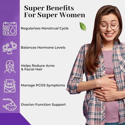 HEALTH VEDA ORGANICS PRIVATE LIMITED Plant Based Pcos With Myo-Inositol 2000Mg, D-Chiro-Inositol 50Mg|60 Veg Tablets|Healthy Regular Menstruation|For Women