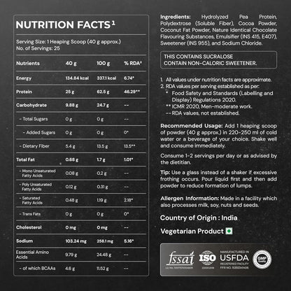 NUTRABAY Gold 100% Pea Protein Powder - 1kg, Rich Chocolate CrÃ¨me | 25g Protein, 4.6g BCAA, 5g Fiber | Complete Amino Profile | Tastiest & Smoothest Vegan, Plant Protein | Muscle Gain & Fast Recovery