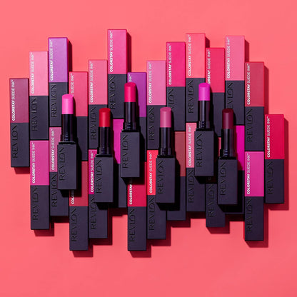 Revlon Lipstick, ColorStay Suede Ink, Built-in Primer, Infused with Vitamin E, Waterproof, Smudge-proof, Matte Color, 002 No Rules, 2.55 g