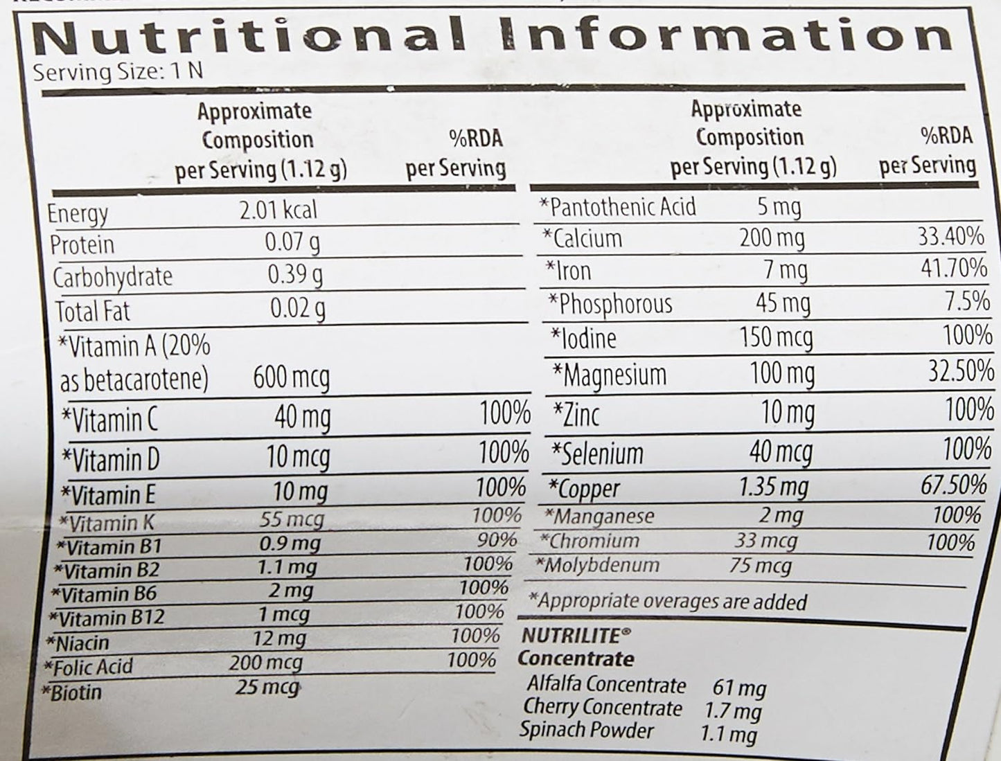 NUTRILITE Daily Multivitamin & Multimineral Tablet (120N Tablets)