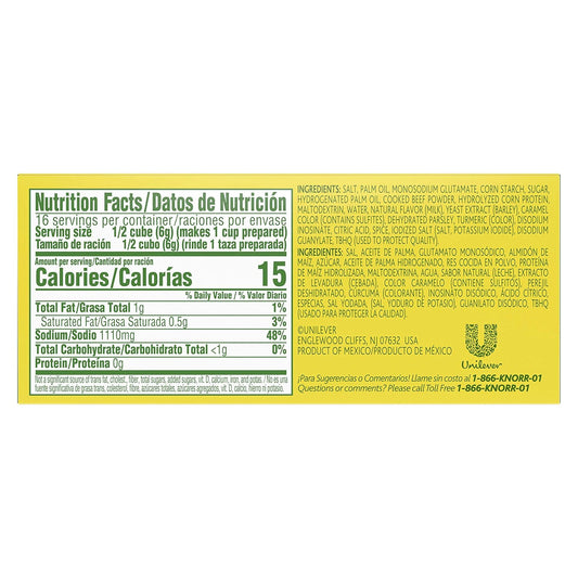 Knorr Bouillon Cubes Beef Flavor Bouillon/Caldo de Res Pack of 1, 8 Ct For Sauces, Soups and Stews Naturally Flavored 3.1 oz