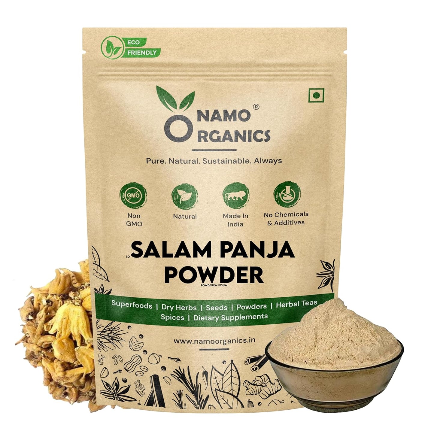 Namo Organics - Salam Panja Powder 20gm Salab Punja Churna/Salam Panja/Marsh Orchid