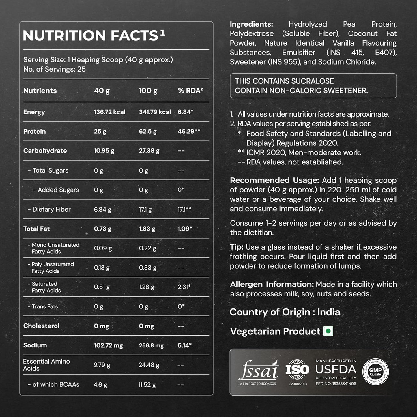NUTRABAY Gold 100% Pea Protein Powder - 1kg, French Vanilla | 25g Protein, 4.6g BCAA, 5g Fiber | Complete Amino Profile | Tastiest & Smoothest Vegan, Plant Protein | Muscle Gain & Fast Recovery