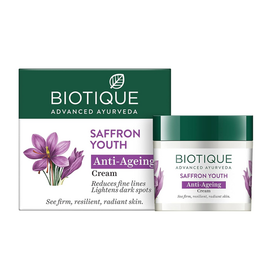 Biotique Bio Saffron Dew Youthful Moisturizer | Protects Skin Cells | Prevents Ageing and Retains Youthful Glow | 100% Botanical Extracts | Suitable for All Skin Types | 50g