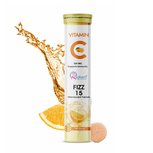Vitamin C + Zinc, Fizz 15 Effervescent Tablets, Orange Flavour | 500mg (Pack of 1) | Supports Acne Free Skin for Women & Men | Rich in Antioxidants | Boosts Energy & Immunity