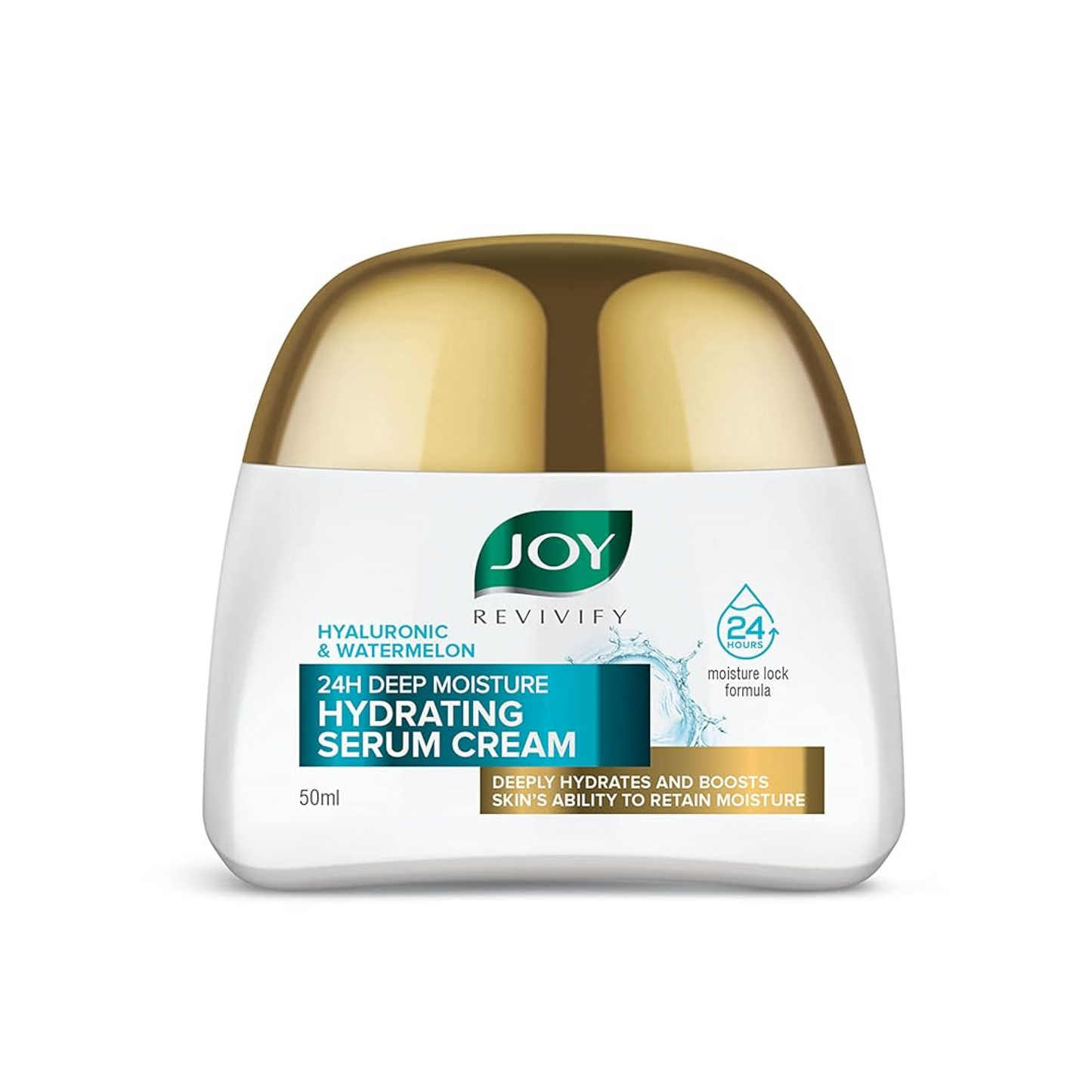 Joy Revivify Hyaluronic & Watermelon 24H Deep Moisture Hydrating Serum Cream | Deep Moisturizing Cream | Silky Smooth Feel | Vitamin A, C, E & B6 | Cocoa Butter â€“ 50 ml