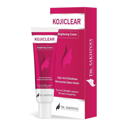 Dr. Sakhiya's Kojiclear Face Cream with Kojic Acid, Glutathione, Niacinamide, and Alpha Arbutin, Helps in Dark Spot and Tan for Men and Women (20gm Pack of 1)