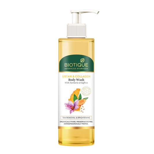 Biotique Ubtan & Collagen Body Wash with Goodness of Turmeric & Saffron for Unclogging Pores|Fresh and Radiant Skin|For Men & Women - 200ml
