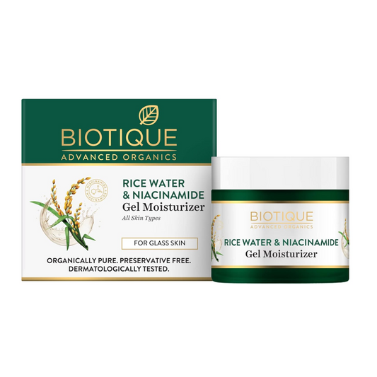 Biotique Rice Water & Niacinamide Gel Moisturizer for All Day Hydration & Natural Glow-Lightens Dark Spots & Acne Scars|For Men & Women - 50ml