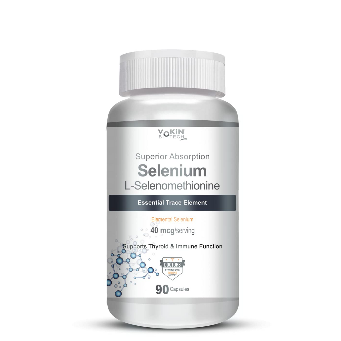 Vokin Biotech Selenium Capsules 40mcg - Superior Absorption - 90 Vegetarian Capsules