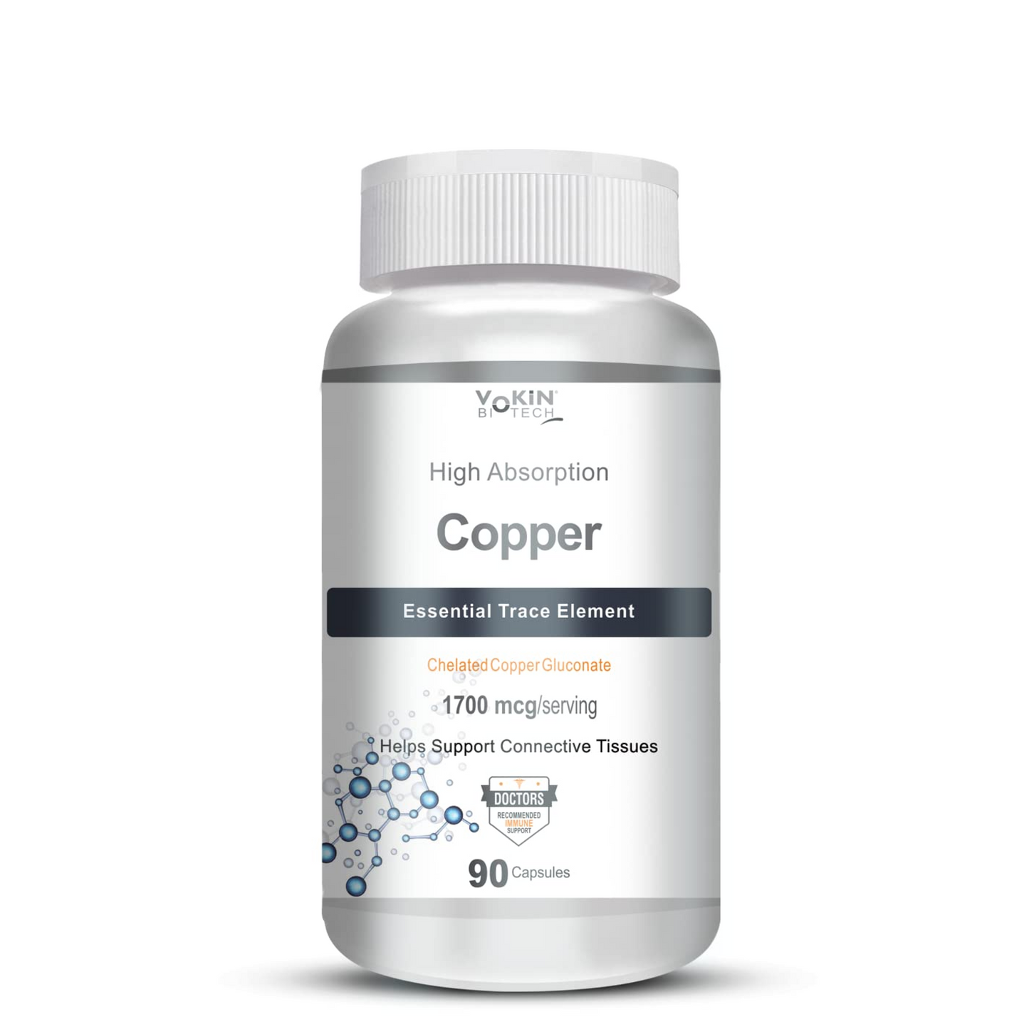 Vokin Biotech Chelated Copper Gluconate â€“ Support Connective Tissues â€“1700mcg â€“ 90 Capsules