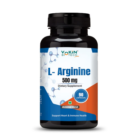Vokin Biotech L Arginine 500mg 90 Capsules With Essential Amino Acid and Nitric Oxide