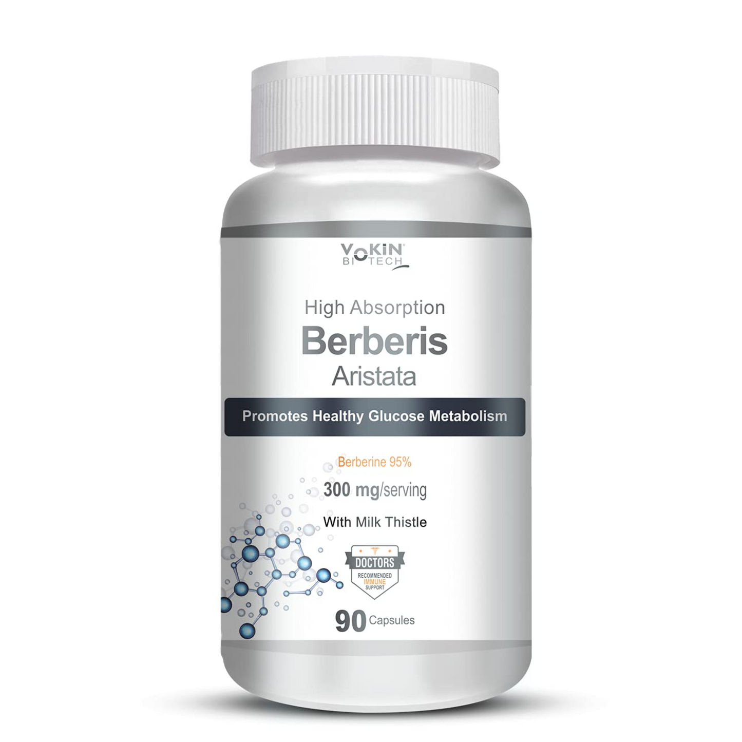 Vokin Biotech Berberis Berberine 95% with Milk Thistle Vegetable Capsules, 90 Count