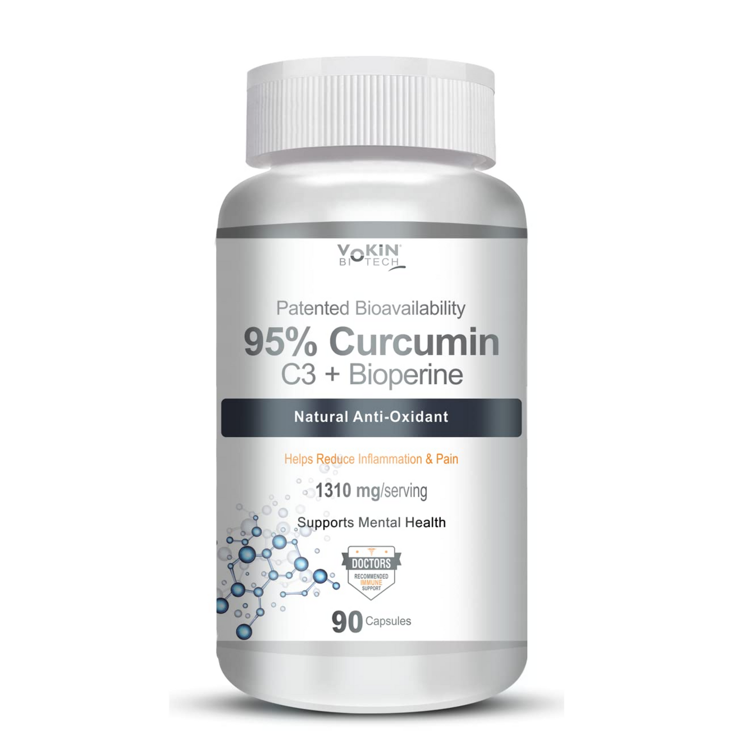 Vokin Biotech Curcumin C3+ Bioperine 1310mg Supports Mental Health (90 Capsules)