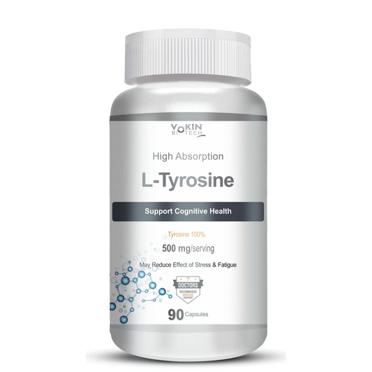 Vokin Biotech L-Tyrosine 500mg- Support Cognitive Health May Reduce Effect Of Stress & fatigue- 90 Capsules