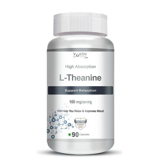 Vokin Biotech L-Theanine-Support Relaxation - 90 Vegetarian Capsules (Pack of 1)
