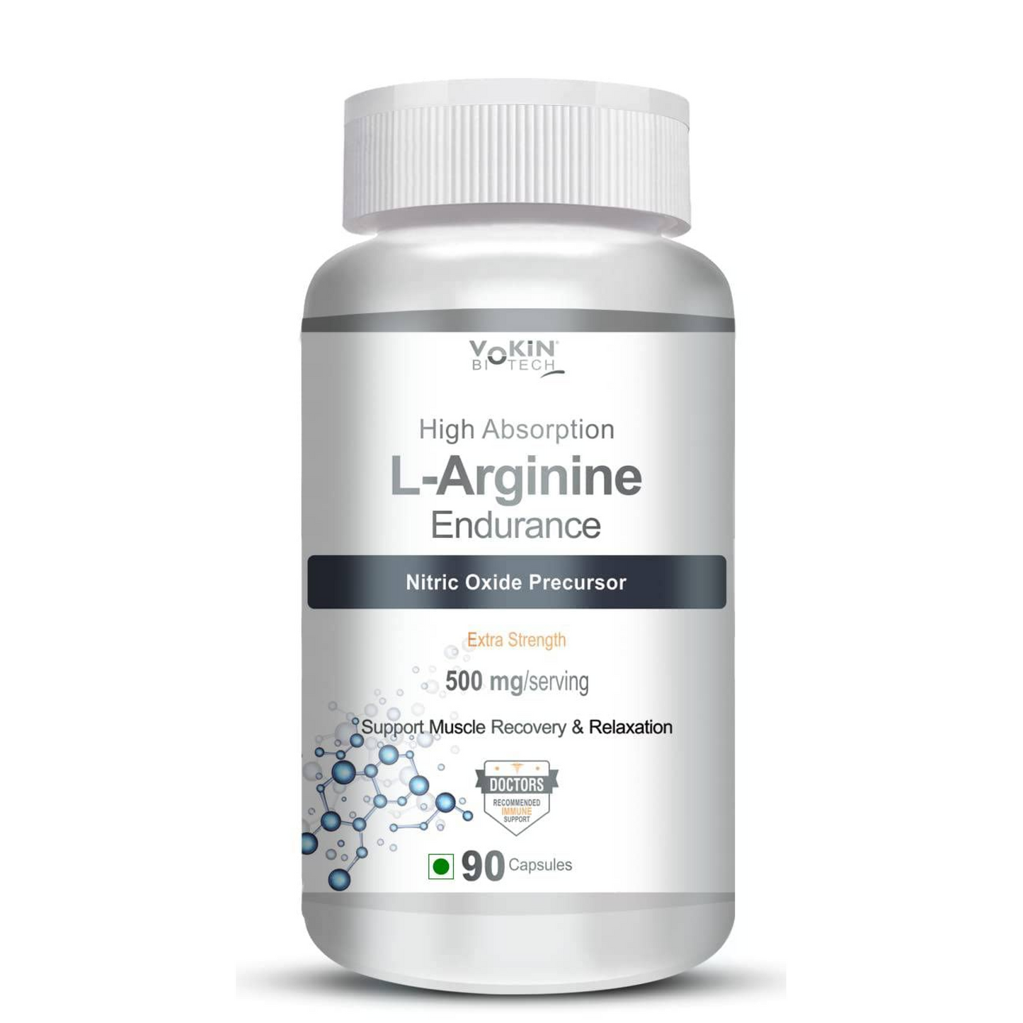 Vokin Biotech L-Arginine 500mg,Support Muscle Recovery & Relaxation, 90 Capsules