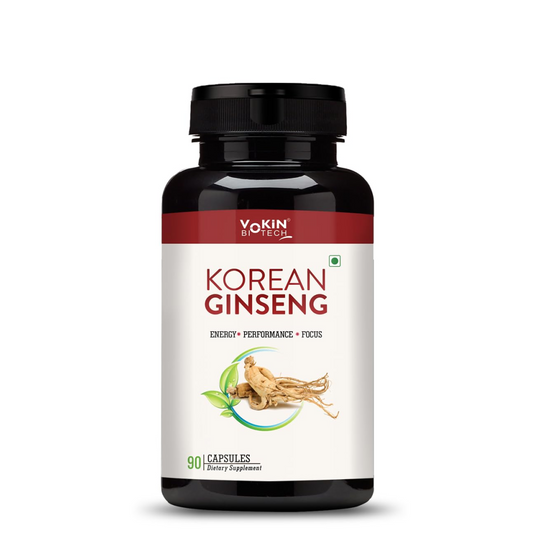 Vokin Biotech Korean Ginseng 90 Veg Capsules,Supports Energy, Vitality & Strength, For Men & Women