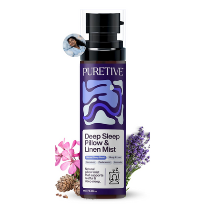 PURETIVE Deep Sleep Pillow Mist | Sleep Mist | Body+Linen+Room | 100% Pure with Essential Oil | Reduce Tension & Restless Sleep | Promotes Restful & rejuvenating sleep | 100ml