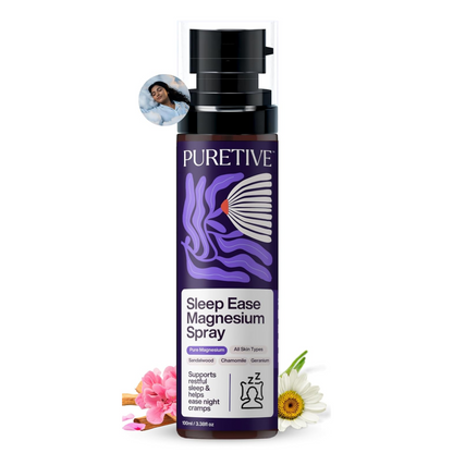 Puretive Sleep Ease Magnesium Oil â€“Natural Transdermal Topical Magnesium for Pain Relief & Fast Muscle Recovery & Deep Sleep Fast Absorbing | Calms Night-Time Restlessness | Promotes Relaxation & Better Sleep Quality | 100 ml