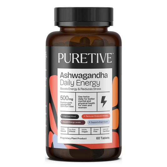 PURETIVE Ashwagandha 500mg General Wellness Tablets | Helps Release Stress | Rejuvenates Mind and Body | General Wellness | Extra Strength Natural Formulation | Support strength & energy | Pack of 60
