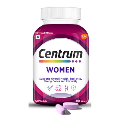 Centrum Women -Multivitamin Tablet for Women|With 23 Vital Nutrients including Zinc,Magnesium,Vitamin B,C,D, Calcium for Energy, Immunity,Radiance,Strong Bones and Overall Health|Veg - 50 tablets