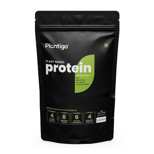 Plantigo Clean Plant Protein Powder | No Preservatives, No Banned Substances | Super Protein Blend - Pea, Brown Rice | Vegan Green Protein For Men, Women (Swiss Chocolate - 36g Travel Pouch | Sachet)