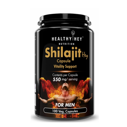 HealthyHey Nutrition Shilajit with Safed Musli, Tribulus and Ashwagandha -100 Vegetable Capsules