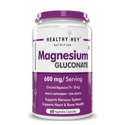 HealthyHey Nutrition Magnesium Gluconate - 600mg/serving - 60 Vegetable Capsules