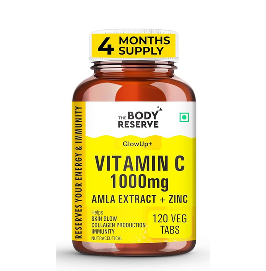 THE BODY RESERVE Vitamin C Tablets with Amla Extract, Zinc & Ginger | 120 Tablets | Daily Dietary Supplement