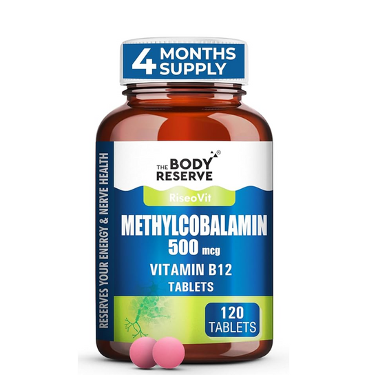 THE BODY RESERVE Vitamin B12 Supplements Methylcobalamin 500 Mcg Tablets | Active For Men & Women 120 Veg (4-Month Supply)