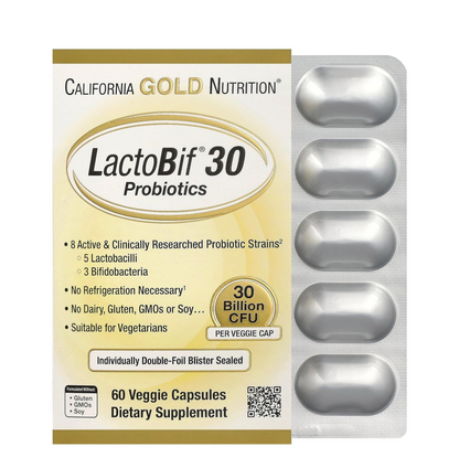 California Gold Nutrition LactoBifÂ® 30 Probiotics, 30 Billion CFU, 60 Veggie Capsules