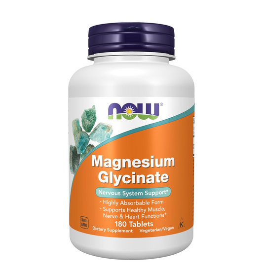 NOW Foods Supplements, Magnesium Glycinate 100 mg, Highly Absorbable Form, 180 Tablets