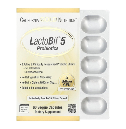 California Gold Nutrition, LactoBif Probiotics, 5 Billion CFU, 60 Veggie Caps
