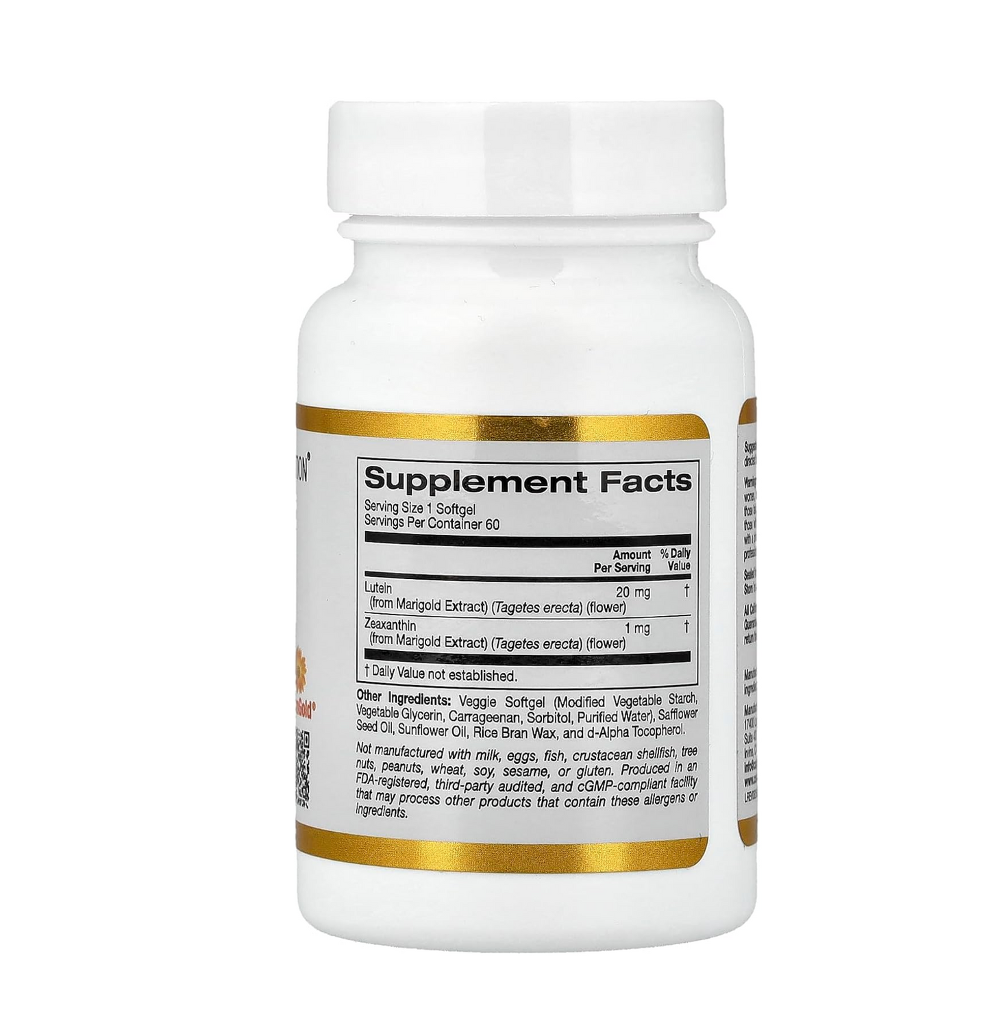 California Gold Nutrition Lutein with Zeaxanthin from Marigold Extract, 60 Veggie Softgels