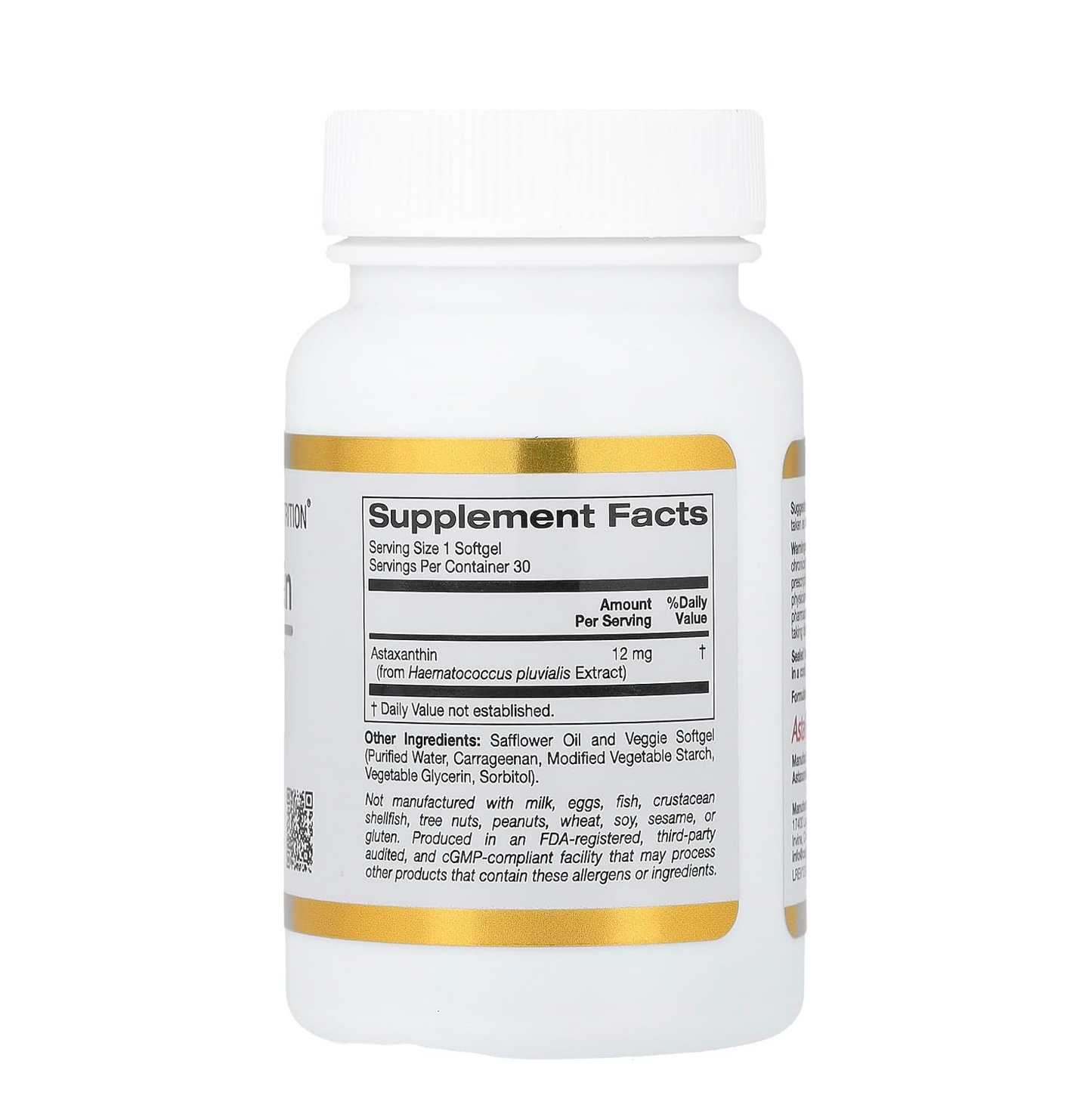 California Gold Nutrition Astaxanthin - Featuring AstaLif Pure Icelandic Astaxanthin - Gluten Free, Non-GMO - 12 mg - 30 Veggie Softgels