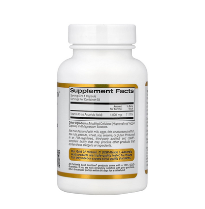 California Gold Nutrition C, Vitamin C, 1000 mg Veggie Capsules, 60 Count
