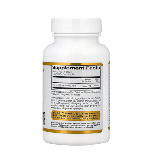 California Gold Nutrition C, Vitamin C, 1000 mg Veggie Capsules, 60 Count