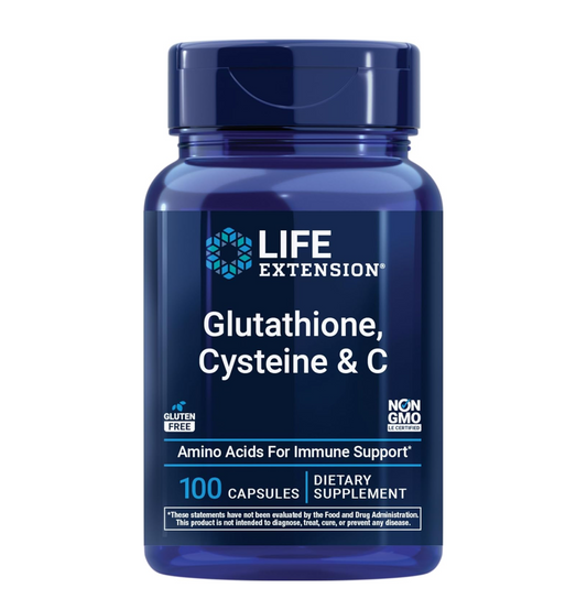 Life Extension Glutathione, Cysteine & C, 500 mg of Vitamin C, Powerful antioxidant Supplement to Support Liver Health, Gluten-Free, Non-GMO, 100 Capsules